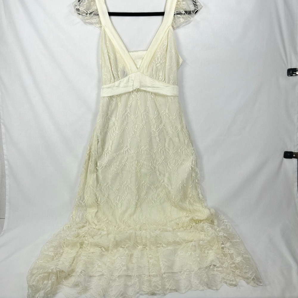NWT Vintage Temptation Ivory Lace Maxi Dress – Y2K Boho Bridal Gown (L)